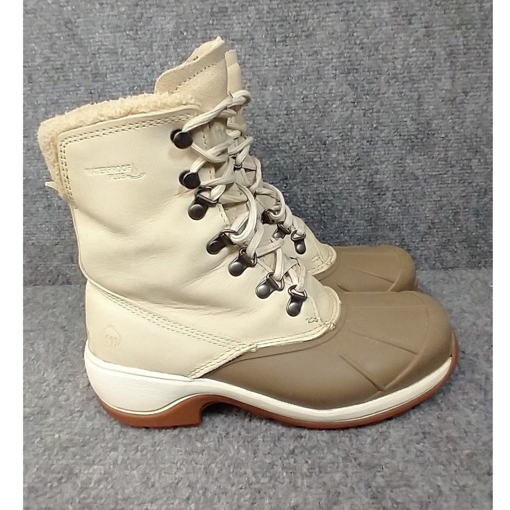 Wolverine Winter Boots Women 6.5 Cream Tan Leather Waterproof Thinsulate 680233
